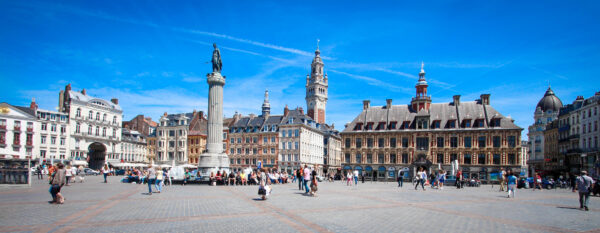 Vue de la Grand-Place de Lille illustrant la zone d’intervention de BTP Diagnostics.